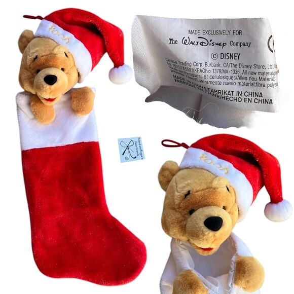 Disney Winnie the Pooh Santa Hat Pooh Plush Head Stocking - Picture 1 of 7